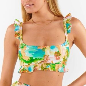 Show Me Your Mumu Seaside Ruffle Strap Bandeau Bikini Top in Palermo Spritz